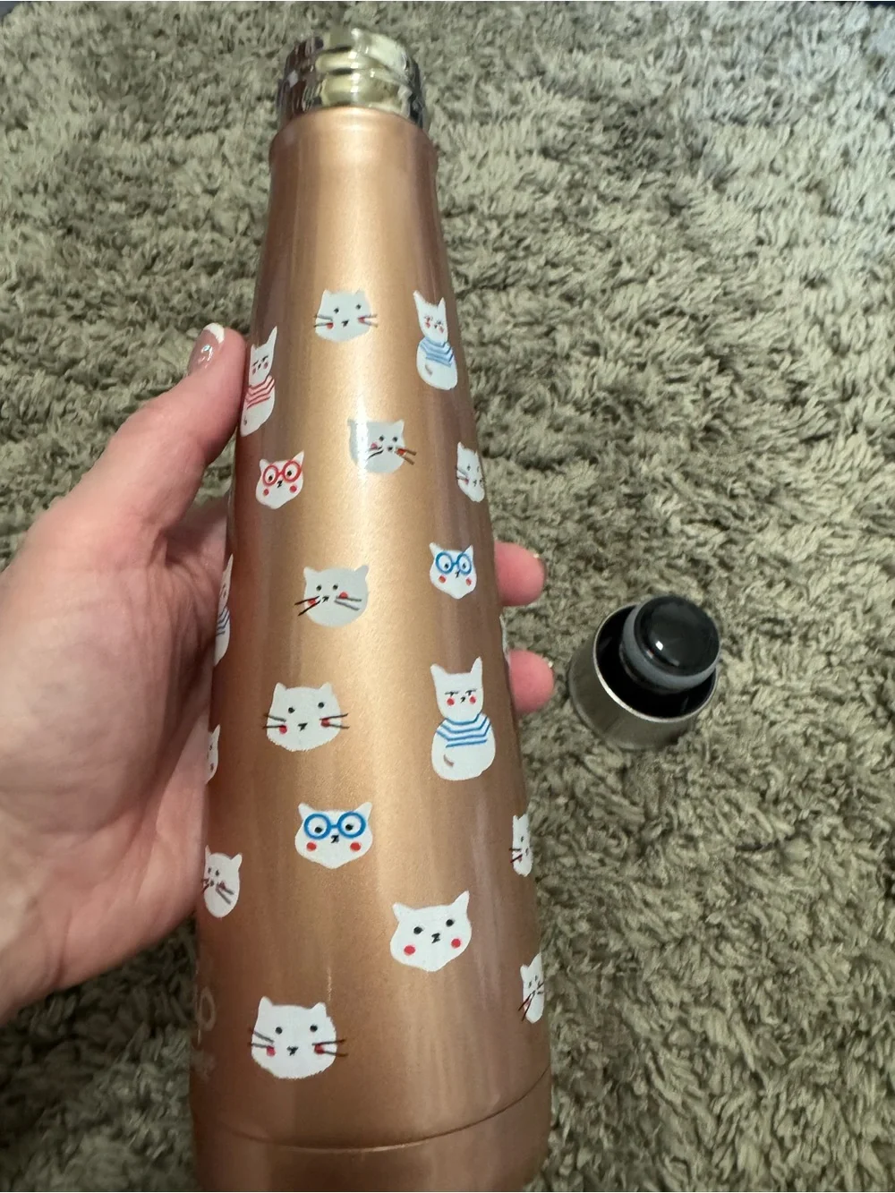 S'ip by S'well Rose Gold Cat Print Insulated Water Bottle – 15 oz